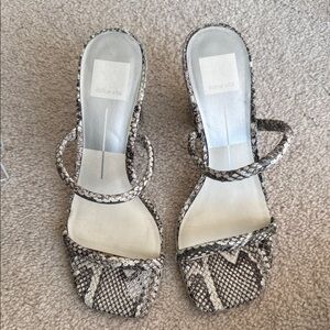 Dolce Vita Black and White Snake Print Heels